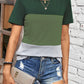 Color Block Round Neck Short Sleeve T-Shirt