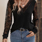 Lace Detail V-Neck Long Sleeve Top
