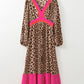 Leopard V-Neck Long Sleeve Maxi Dress