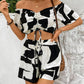 Drawstring Off-Shoulder Top and Shorts Set