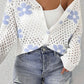 Flower Hollowed Out Button Down Long Sleeve Cardigan