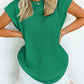 Full Size Textured Round Neck Cap Sleeve Blouse