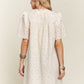 ADORA Ruffled Eyelet Round Neck Dress
