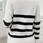 Striped Collared Neck Long Sleeve Sweater
