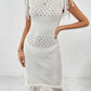 Fringe Openwork Boat Neck Knit Dress