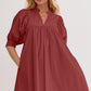 Oh Frill Notched Puff Sleeve Babydoll Mini Dress
