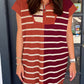 Striped Quarter Zip Cap Sleeve Sweater Dress