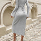 Devine Tied V-Neck Long Sleeve Sweater Dress