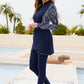 Cap, Printed Long Sleeve Swimwear, Pants and Mini Skirt Four-Piece Swim Set
