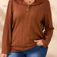 Plus Size Button Detail Long Sleeve Hoodie