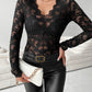 Lace V-Neck Long Sleeve Top