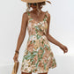 Printed Ruffled Surplice Wide Strap Mini Dress