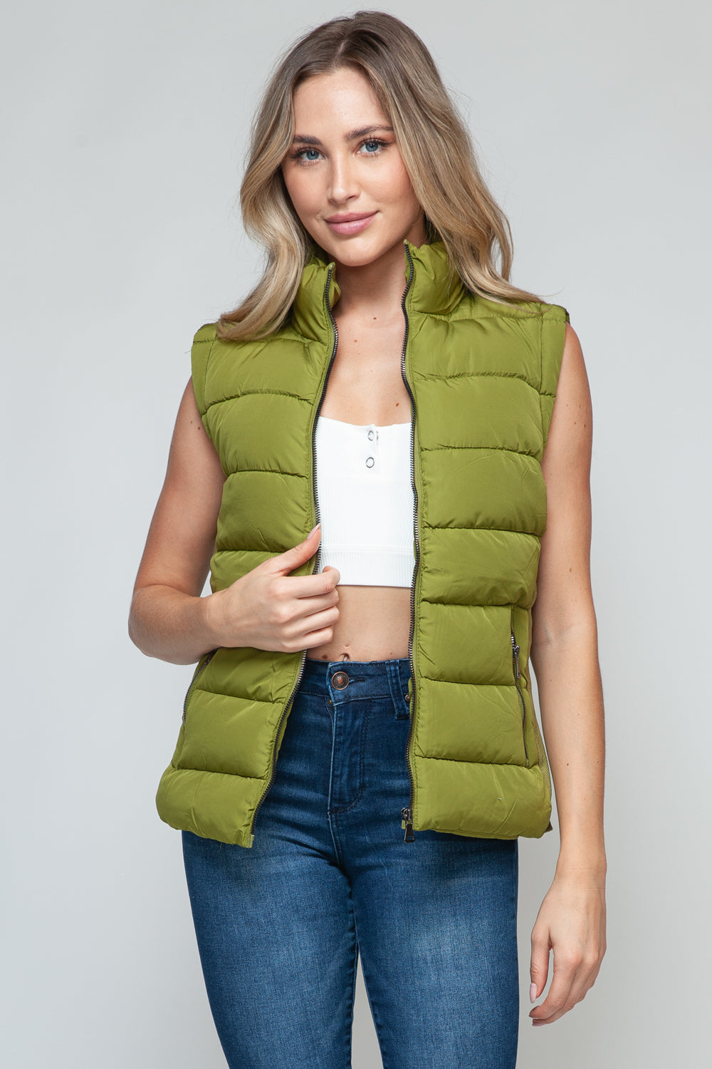 Snobbish Zip Up Turtleneck Vest with Pockets *