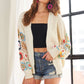 ADORA Plus Size Contrast Crochet Open Front Long Sleeve Cardigan