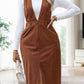 Perfee Slit Overall Dress with Pockets