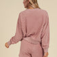 OH Checkered Round Neck Long Sleeve Top and Shorts Set