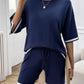 Devine Contrast Trim Round Neck Top and Shorts Set