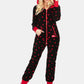 Printed Zip Up Long Sleeve Hooded Jumpsuit