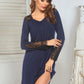 Lace Detail Long Sleeve Mini Lounge Dress
