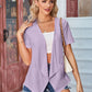 Eyelet Open Front Short Sleeve Cover Up