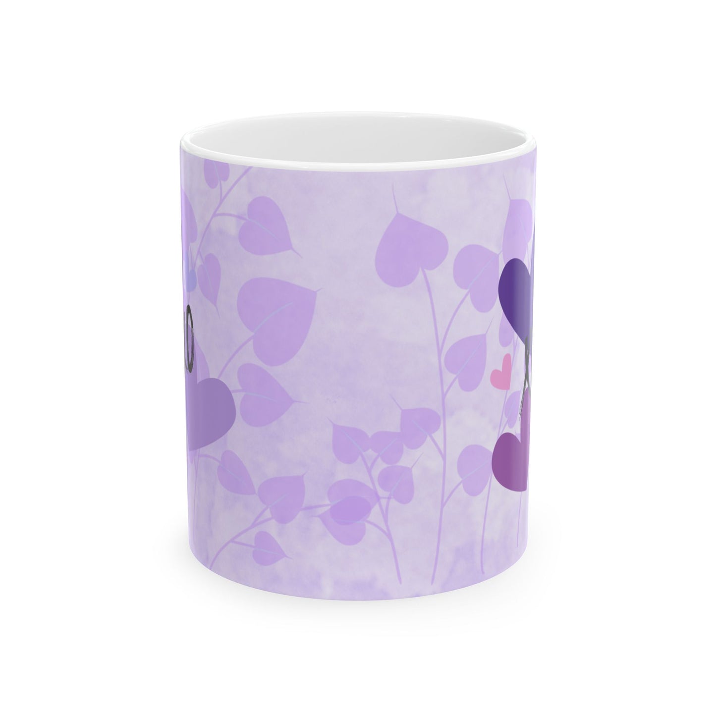 Purple XOXO Heart Ceramic Mug, (11oz, 15oz) | Made to Order