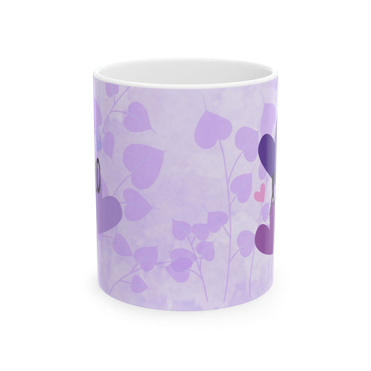 Purple XOXO Heart Ceramic Mug, (11oz, 15oz) | Made to Order