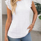 Lace Detail Round Neck Cap Sleeve Top