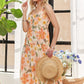 ADORA Smocked Back Floral Adjustable Strap Midi Dress