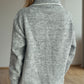 Contrast Trim Quarter Button Long Sleeve Sweater