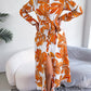 Tied Button Up Long Sleeve Dress
