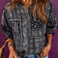 Printed Buttoned Flounce Sleeve Blouse