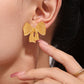 18K Gold-Plated Stainless Steel Bow Earrings and Necklace Set