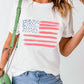 Full Size US Flag Round Neck Short Sleeve T-Shirt
