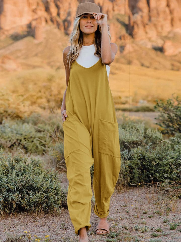 Double Take Full Size Sleeveless V-Neck Pocketed Jumpsuit *