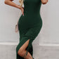 Devine Slit Drawstring Round Neck Sleeveless Midi Dress