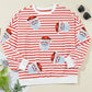 Sequin Santa Striped Round Neck Long Sleeve Sweatshirt
