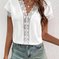 Lace Detail V-Neck Cap Sleeve Blouse