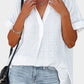 Mandy Side Slit Notched Short Sleeve Blouse
