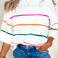 Striped Half Sleeve Drop Shoulder Sweater
