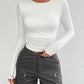 Backless Round Neck Long Sleeve T-Shirt