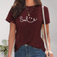 Full Size SMILE Round Neck Short Sleeve T-Shirt