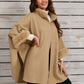 Fuzzy Trim Long Sleeve Poncho
