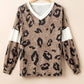 Leopard V-Neck Long Sleeve Blouse