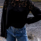 Lace Detail Round Neck Long Sleeve Blouse
