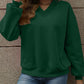 V-Neck Long Sleeve Dropped Shoulder Sweatshirt