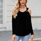 Ribbed Cold Shoulder Long Sleeve Top