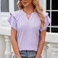 Full Size Eyelet Notched Flutter Sleeve T-Shirt