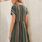 Pocketed Striped Short Sleeve Dress