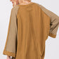 SAGE + FIG Star Applique Patch Exposed Seam Waffle Knit Top