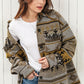 Pocketed Geometric Collared Neck Jacket